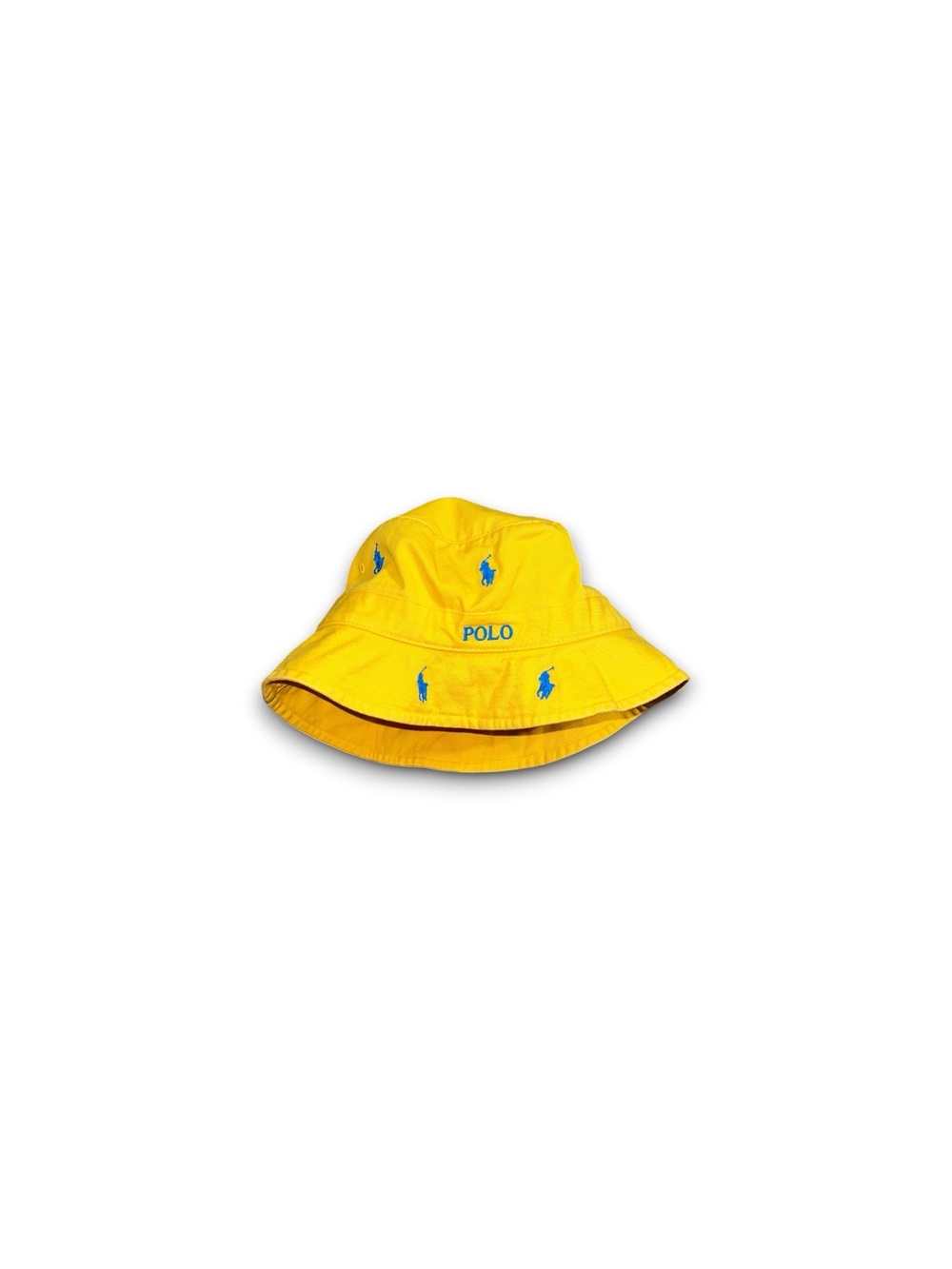 Polo Ralph Lauren Multi-Pony Safari Bucket Hat Cap Yellow Blue Ponies Mens L/XL